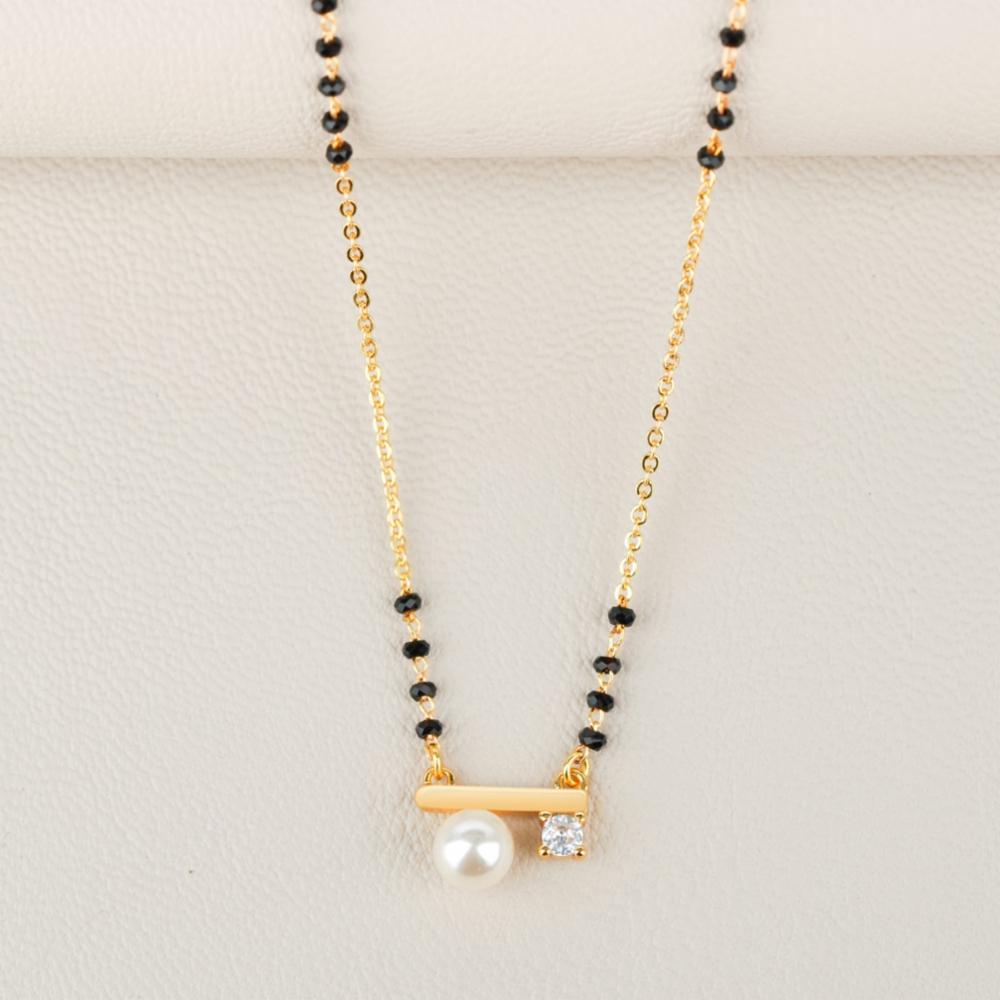 Pearl Mangalsutra with Black Beads Chain