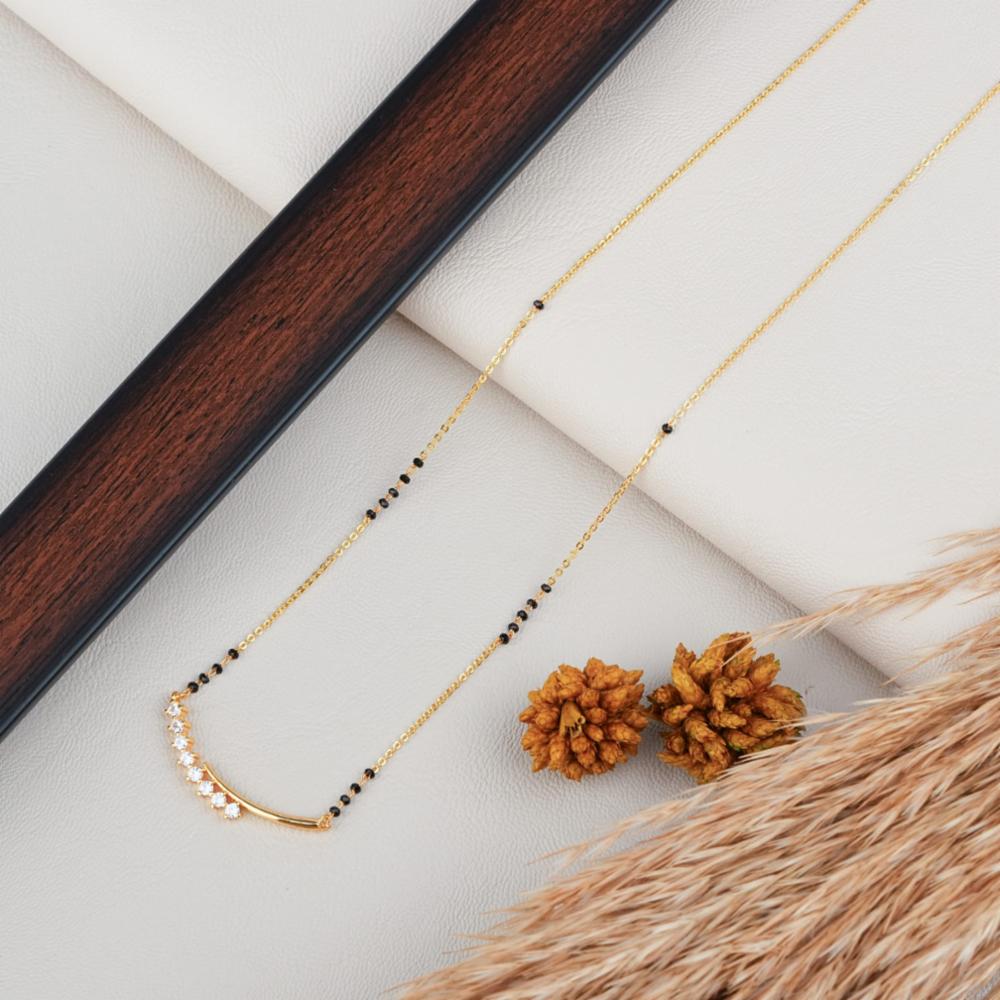 Designer Tanmaniya Mangalsutra with Curved Leaf Pendant
