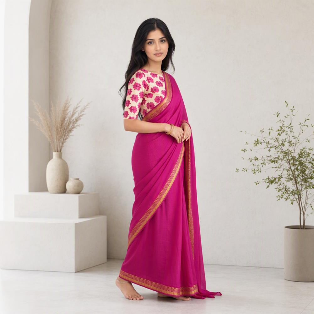 Pure Mul Cotton Saree with Multi Weaving Border