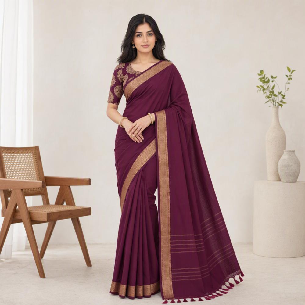 Pure Mul Cotton Saree with Multi Weaving Border
