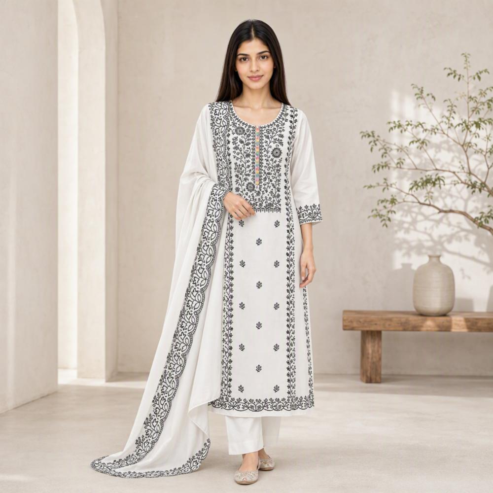 Cotton Embroidery Unstitched Suit Material
