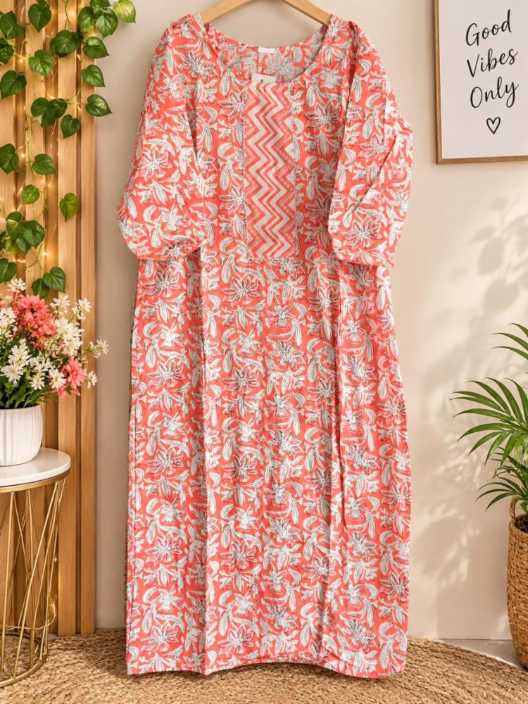 Cotton Floral Printed Kurta Pant Set for Women