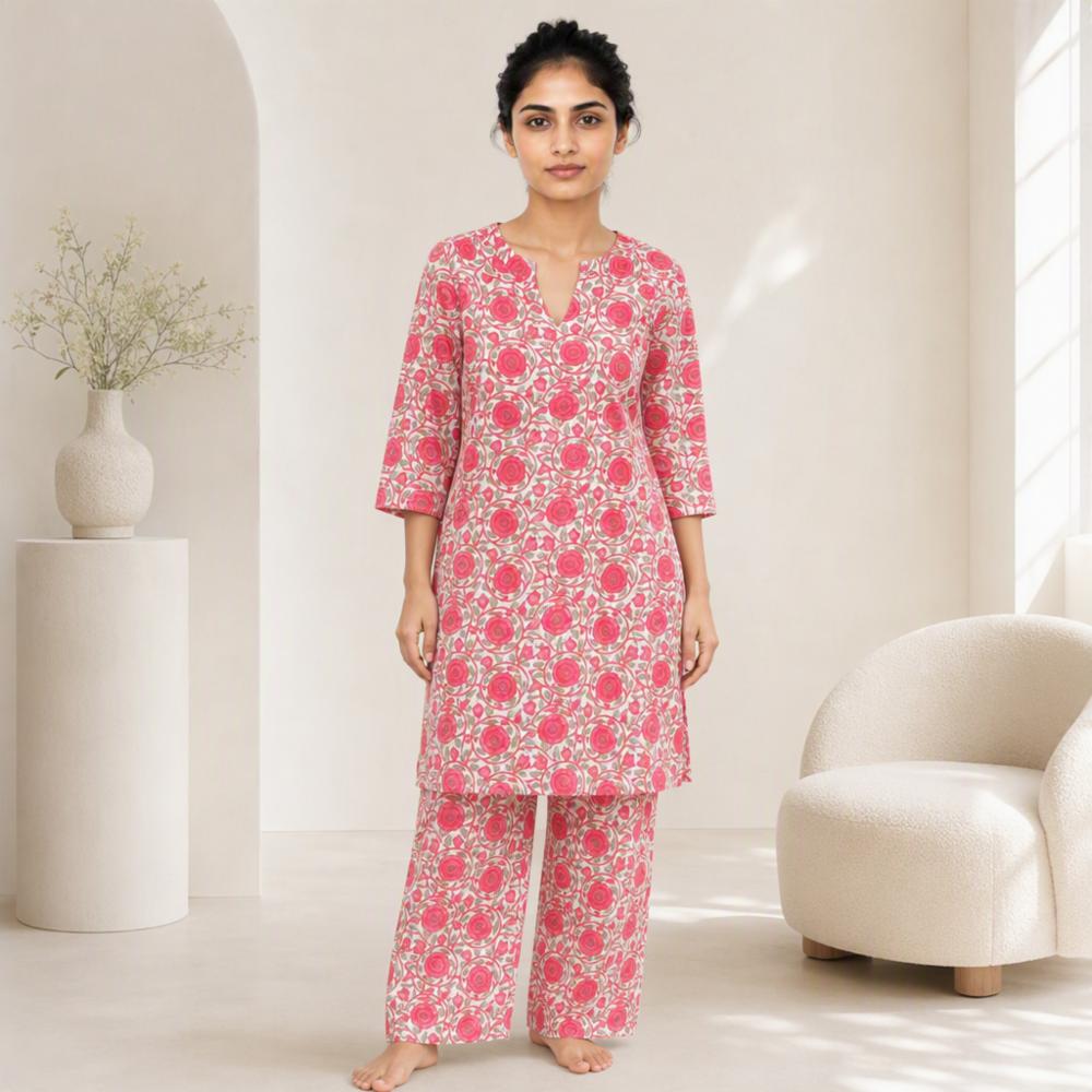 Floral Cotton Kurta Pant Set