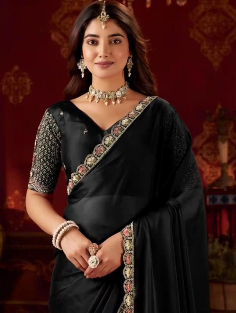 Women's Bomkai Silk Saree with Embroidered Border and Blouse