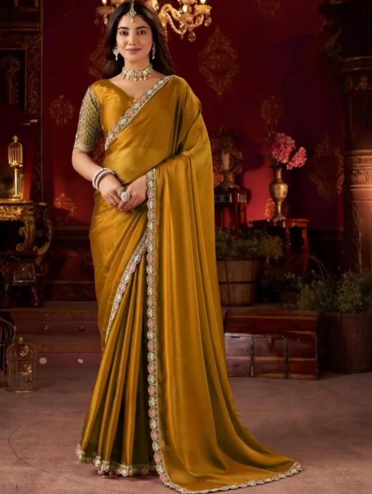Women's Bomkai Silk Saree with Embroidered Border and Blouse