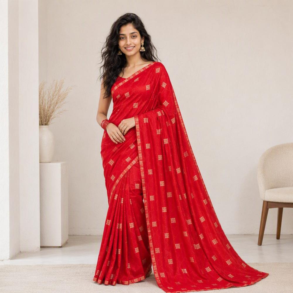 Pure Rawsilk Saree With Zari and Blouse Piece