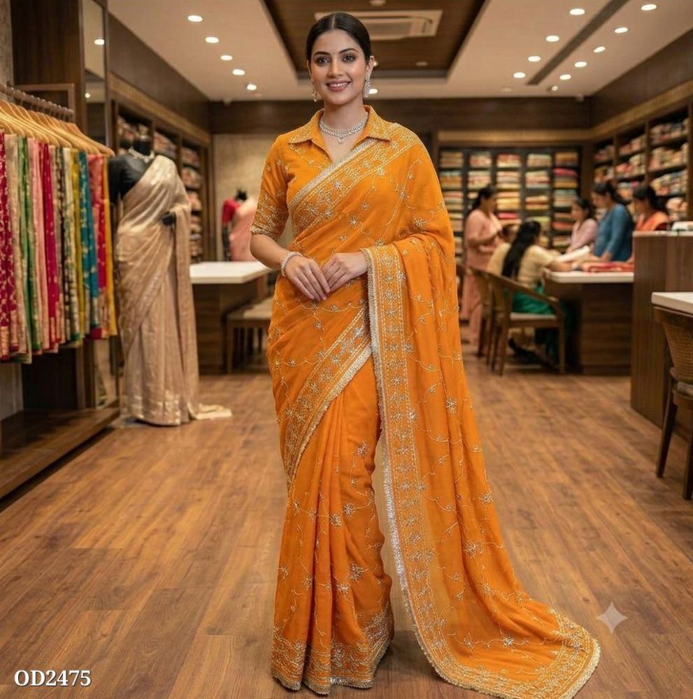 TRENDING GALF PURE GOTA JAAL WORK SAREES