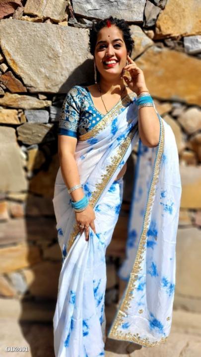Pure Upada Silk Handwork Saree With Gota Patti And Jaipuri Batik