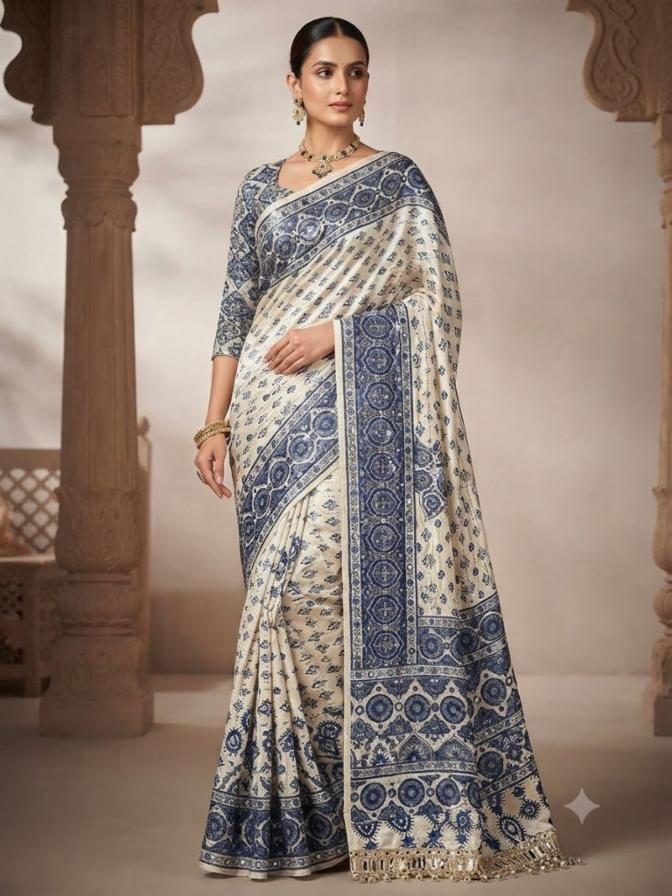 Pure Arjakh Satin Viscose Silk Designer Saree