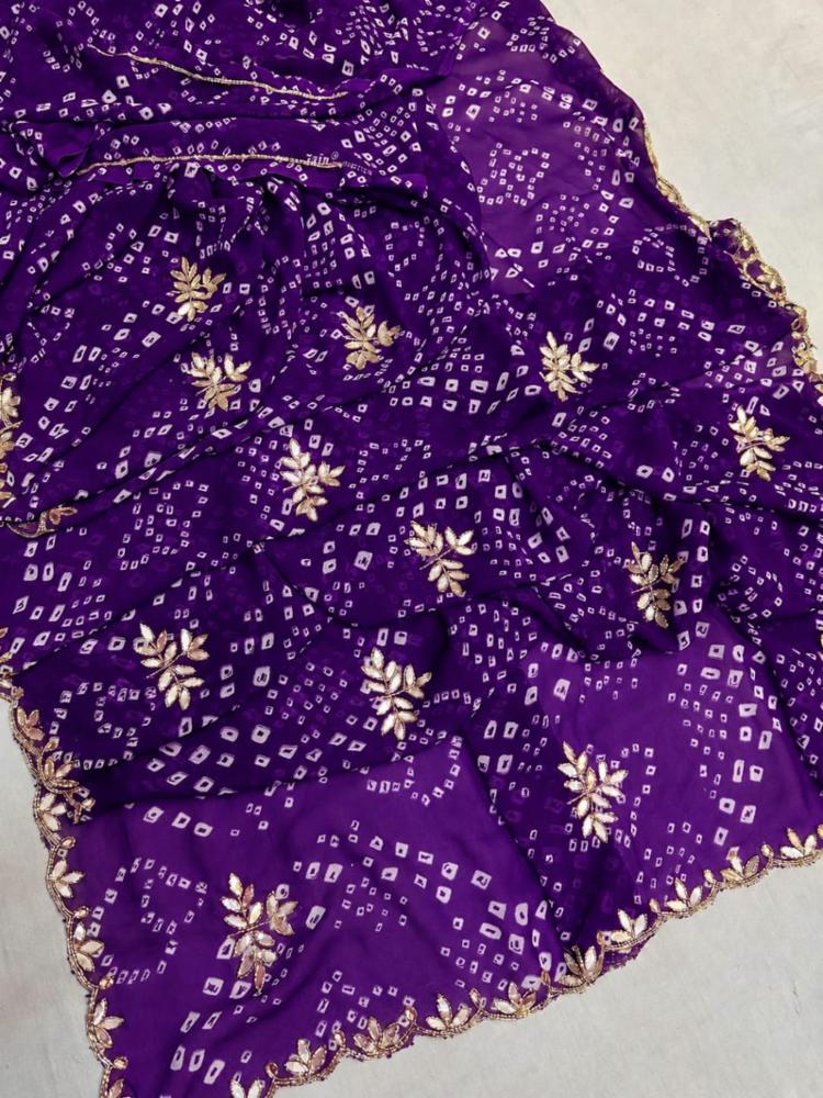 Bandhej Royal Georgette Handwork Saree