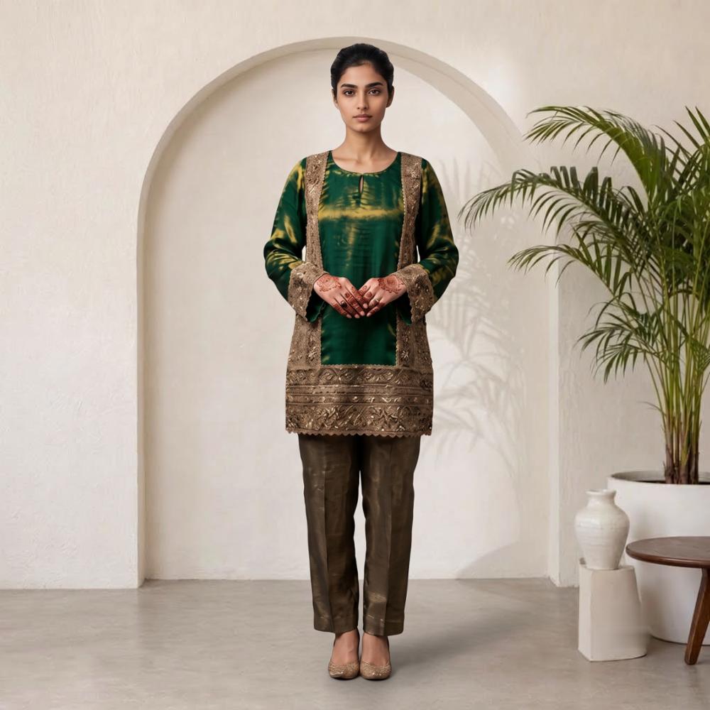 Kurta Pant Set Shining Satin Soft Organza Kurta Viscose Pant