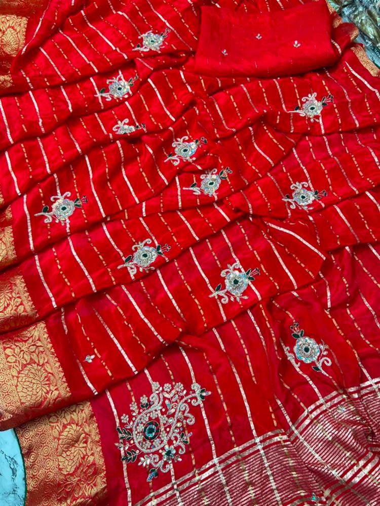 Pure Dola Silk Saree with Zari and Fancy Handwork