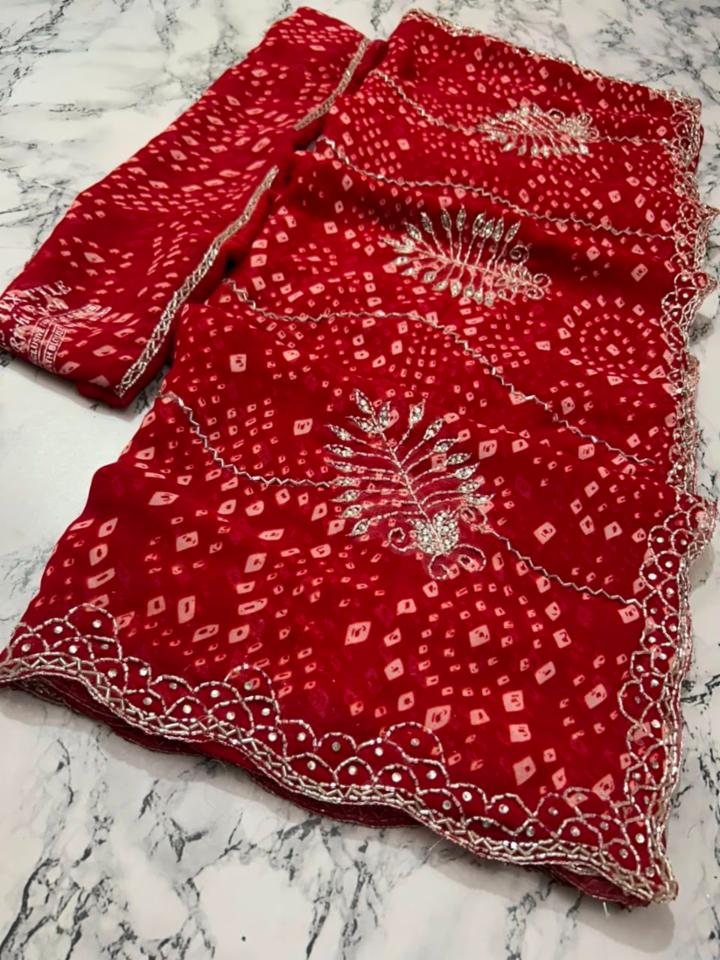 Royal Georgette Saree with Heavy Handwork and Blouse Piece