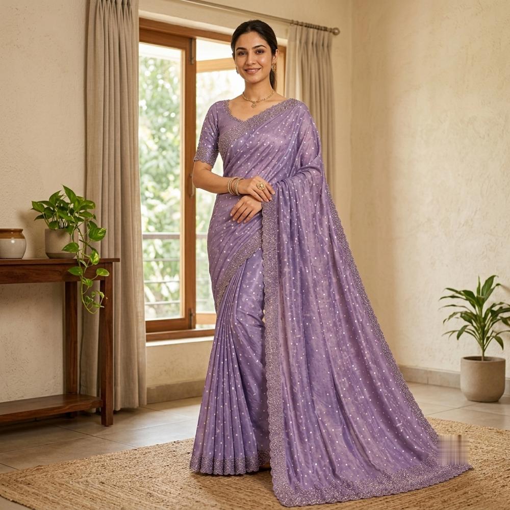Heavy Space Silk Saree with Jharkhan and Stone Work, Blouse Included