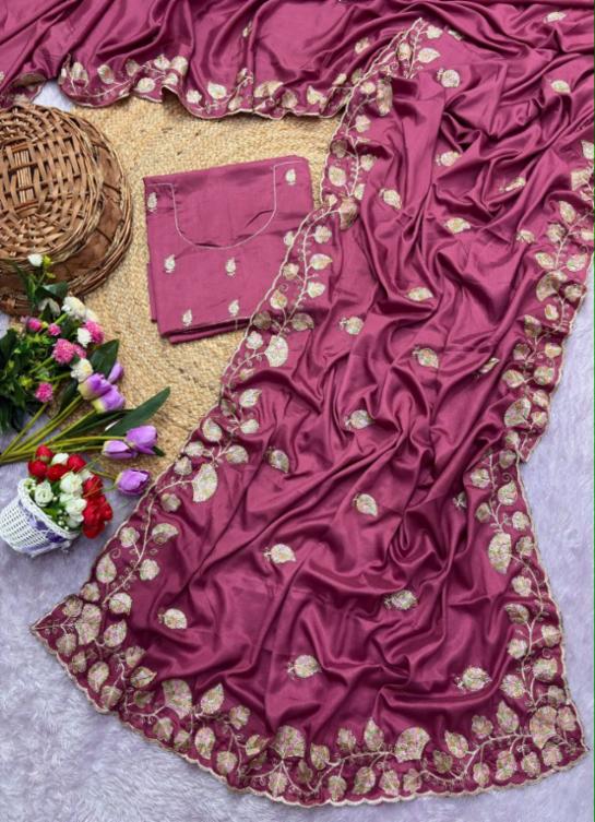 Fancy Crepe Silk Saree with Bitts Work and Two Tone Effect
