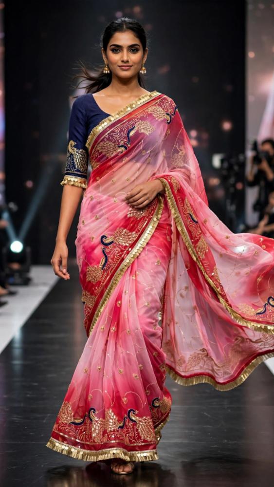 Spy Georgette Saree with Sequence Work C-Pallu and Border
