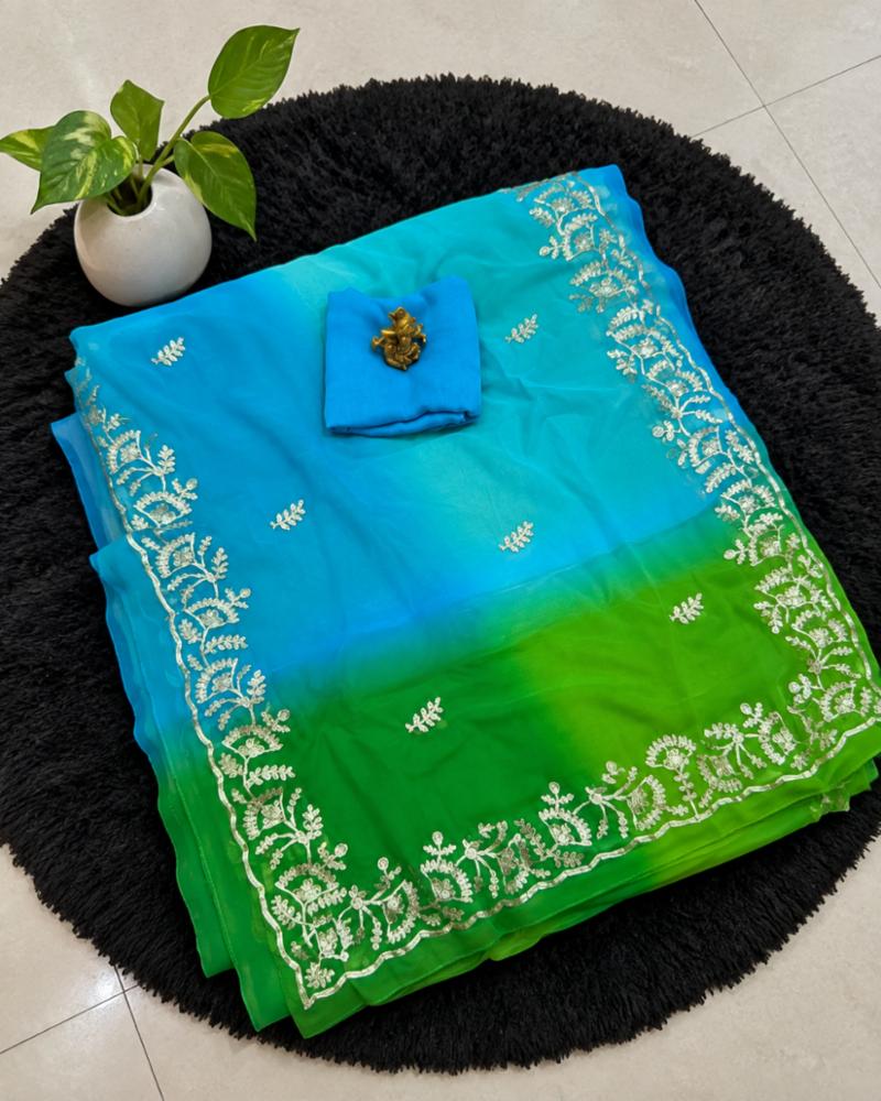 Semi Chiffon Charkhi Gotta Saree