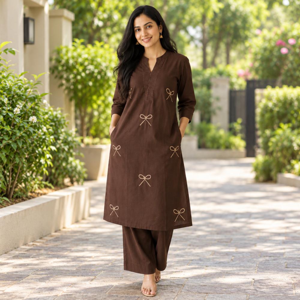 Womenâs Voile Cotton Embroidered Co-ord Set with Plazzo