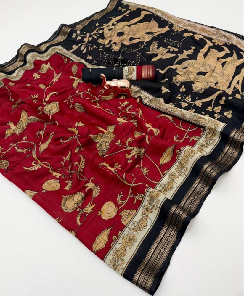 Mushru Mangalagiri Silk Saree with Contrast Zari Nizam Border
