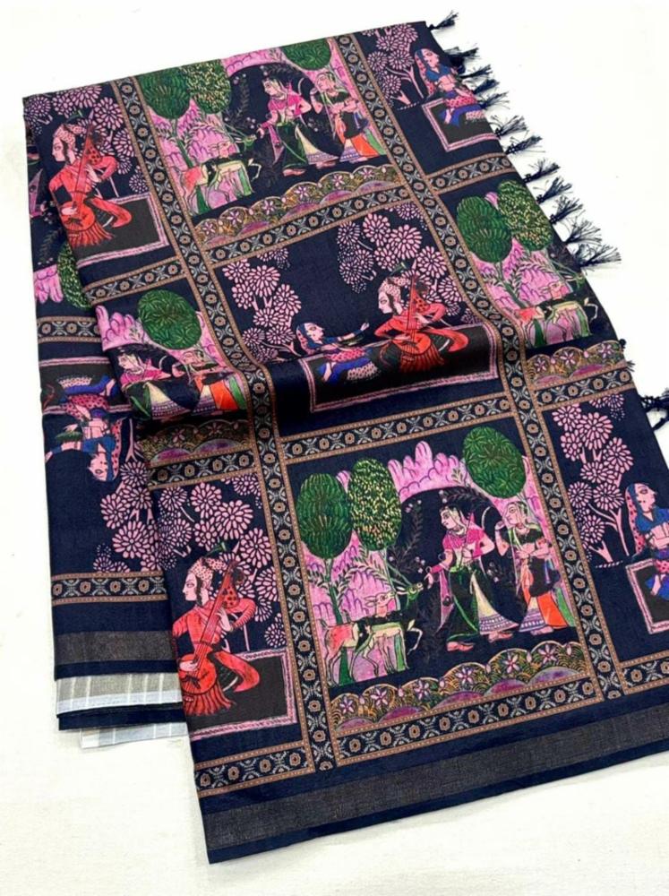 Kosovo Print Kalamkari Staple Silk Saree