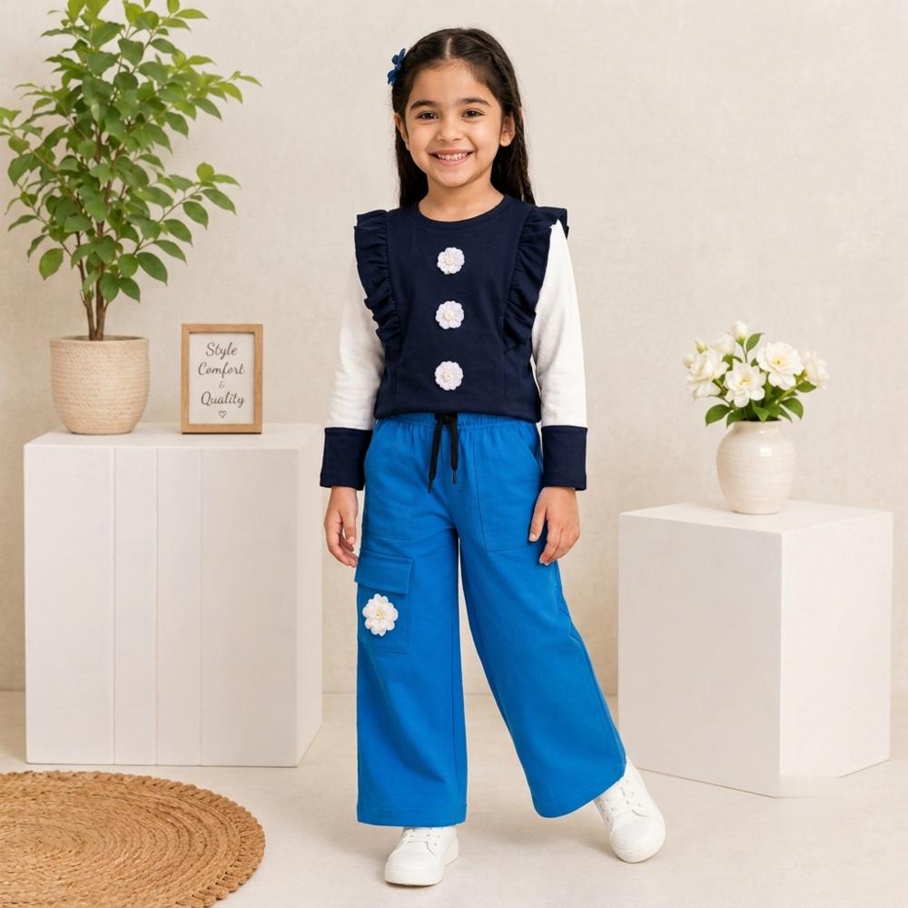 Girls Western T-Shirt and Plazo Set, Cotton Hosiery & Loopknit