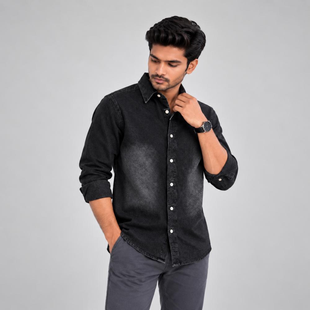 Black Denim Shirt for Winter