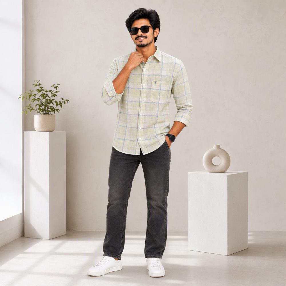 Men's Linen Checks Shirt