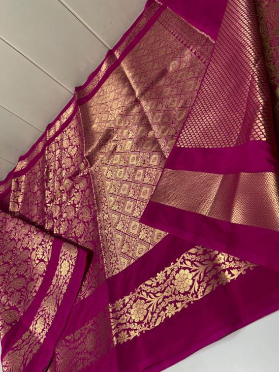 Banarasi Dupion Soft Silk Saree with Jacquard Zari Weaving and Brocade Blouse