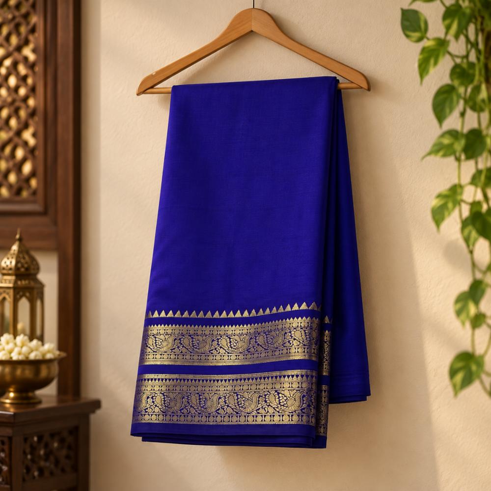 Banarasi Soft Silk Saree with Zari Border and Blouse Piece