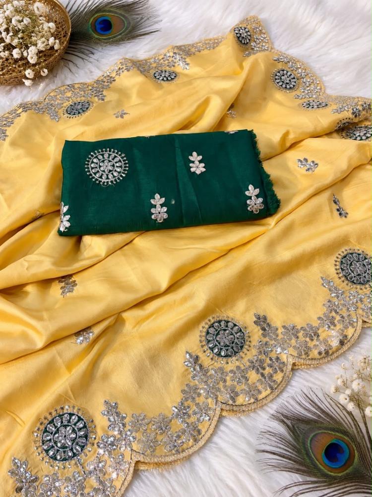 Soft Casino Crush Gota Patti Foil Work Saree