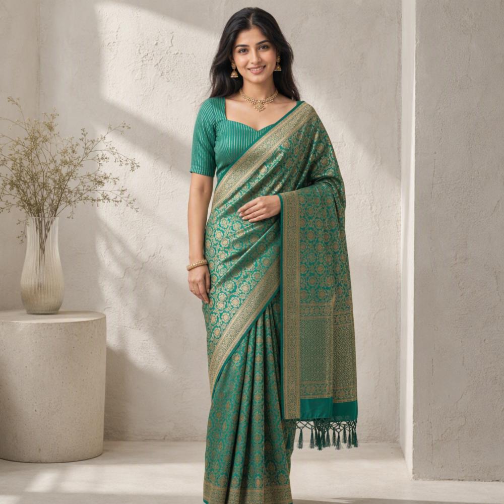 Womenâs Silk Weaving Banarasi Saree with Designer Pallu