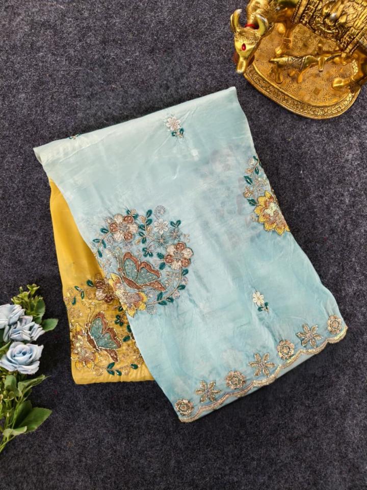 Pure Soft Pedding Concept Saree with Handwork