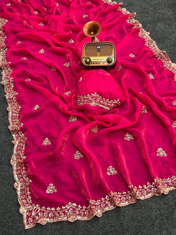 Original Gold Beads Pure Space Silk Saree