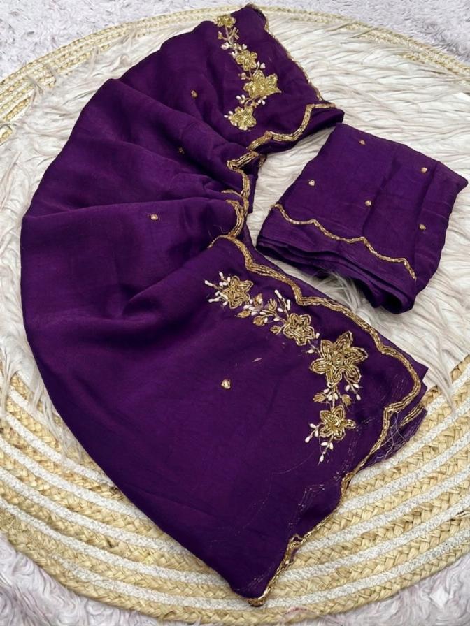 Soft Rangoli Karsh Saree with Cutdana & Handwork