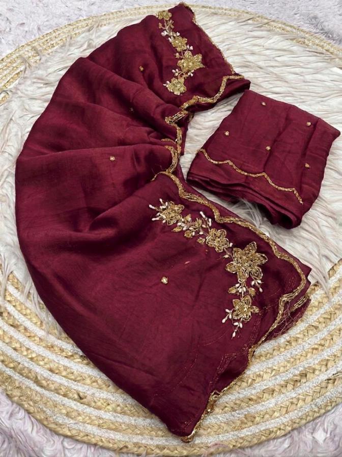 Soft Rangoli Karsh Saree with Cutdana & Handwork