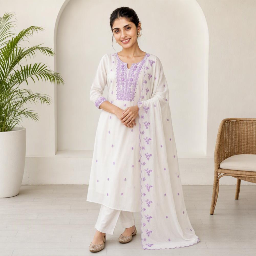 Designer Embroidered Suit with Heavy Work Dupatta