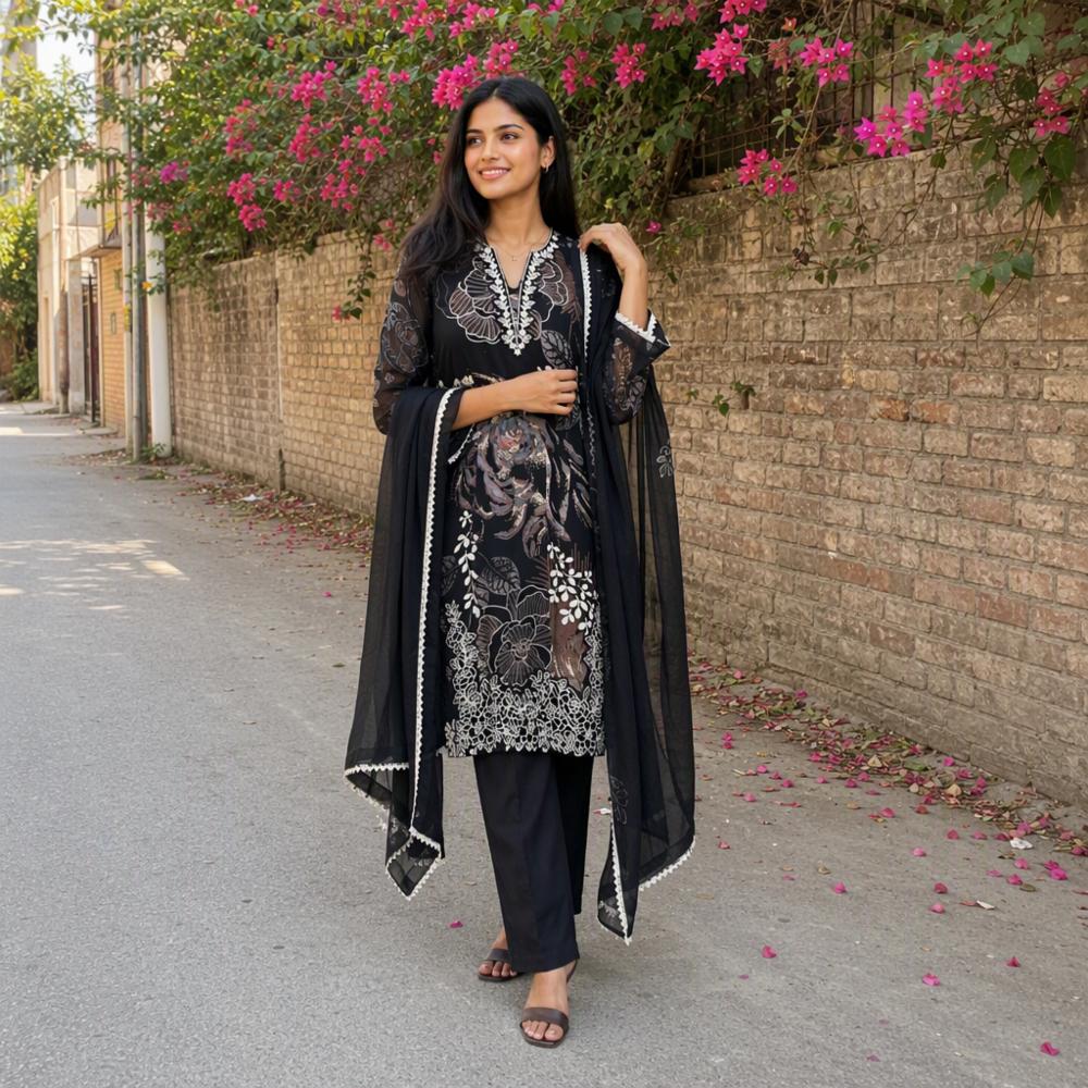 Pakistani-Inspired Premium Rayon Printed 3-Piece Suit Set