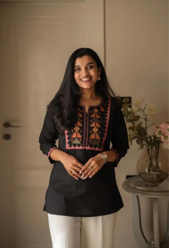 Pure Cotton Kurti Pant Set with Embroidery Work and Pockets