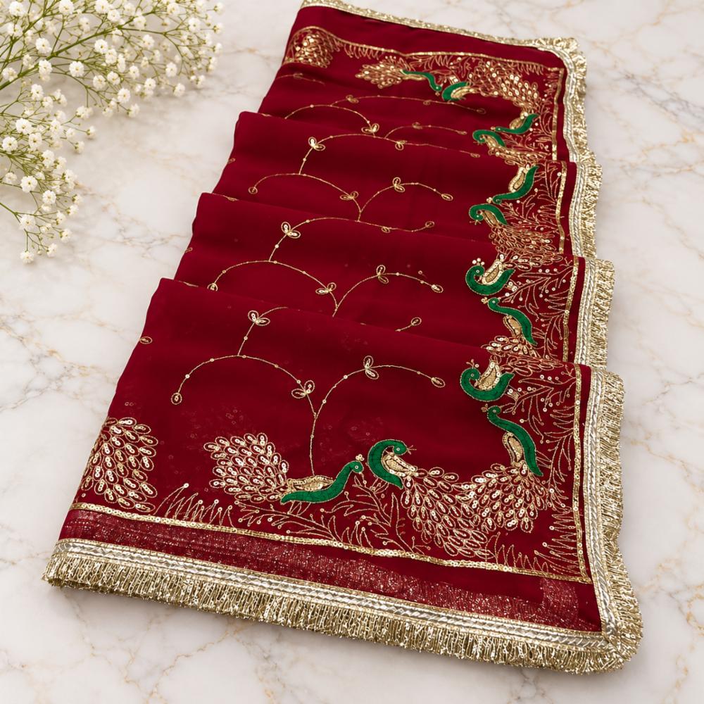 Royal Georgette Fabric Saree with Heavy Zari Work and Golden Lace Border