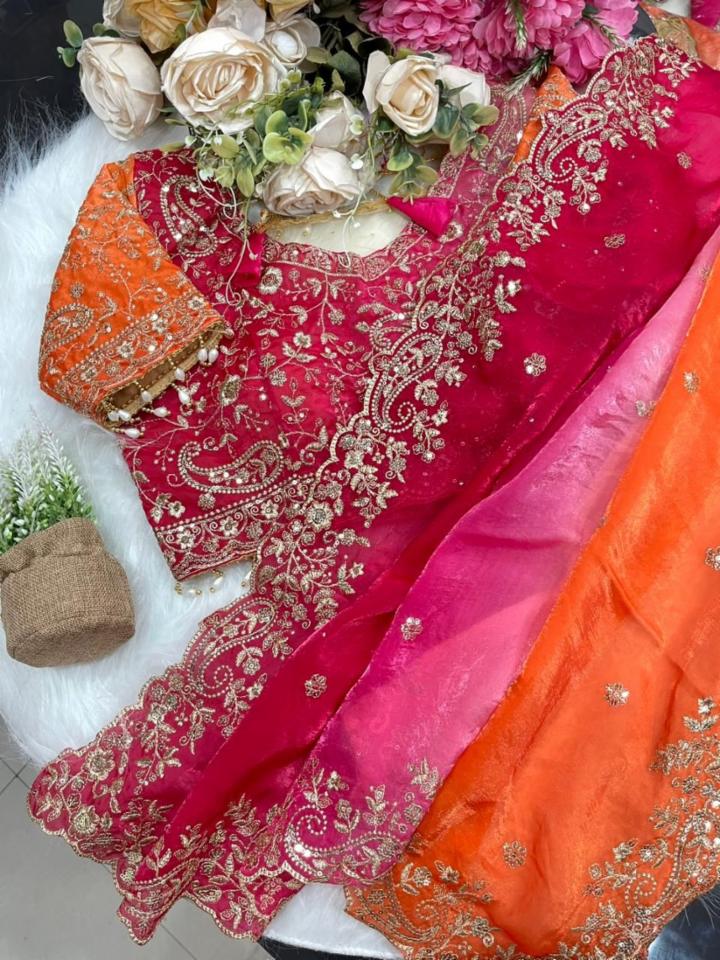 Party Wear Fandy Satin Saree with Sequin Embroidery and Heavy Border