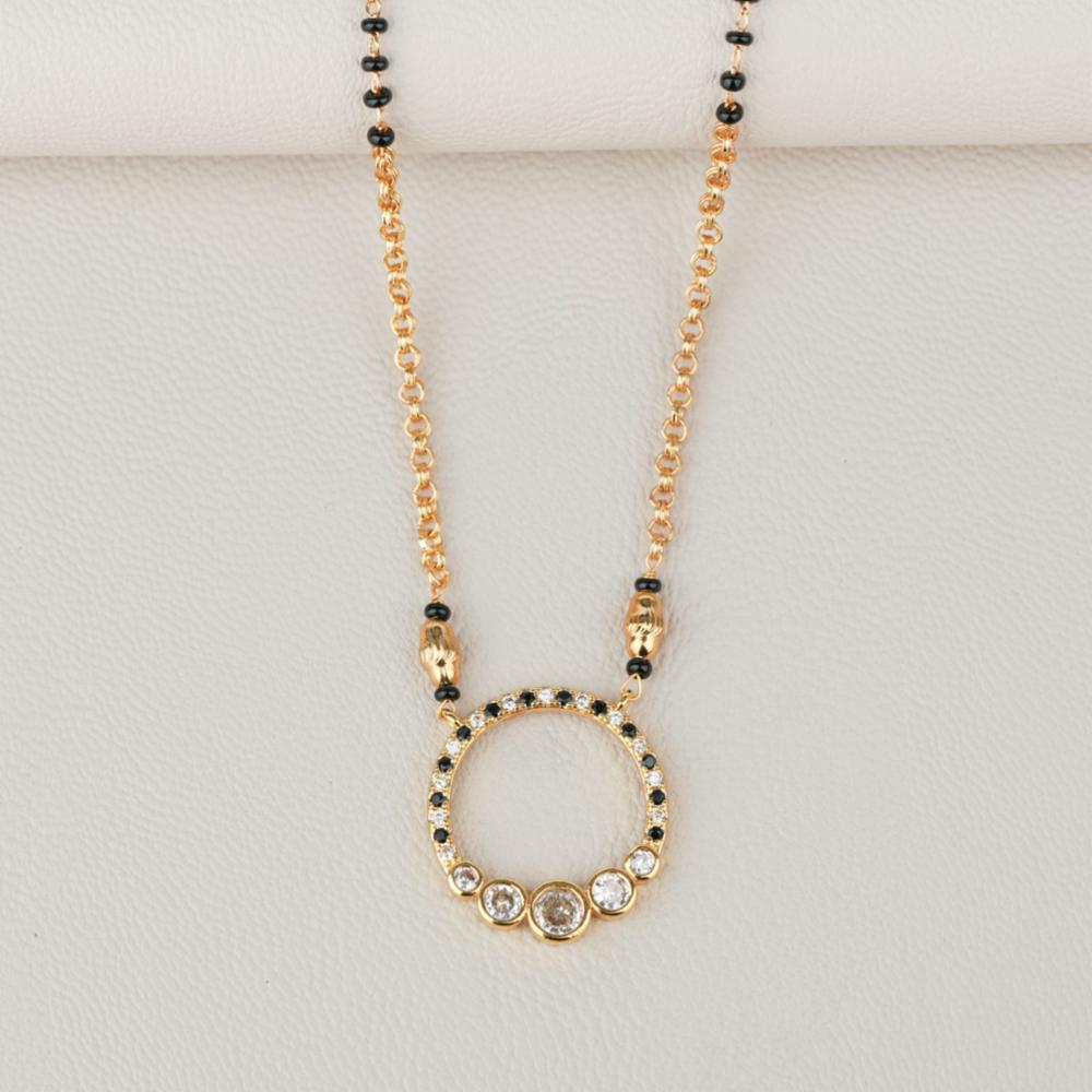 Gold Plated Multi Colour CZ Pendant Mangalsutra