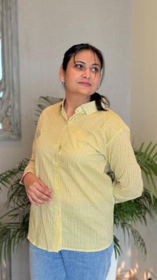 Cotton Shirt with Pista Lining and Traditional Print