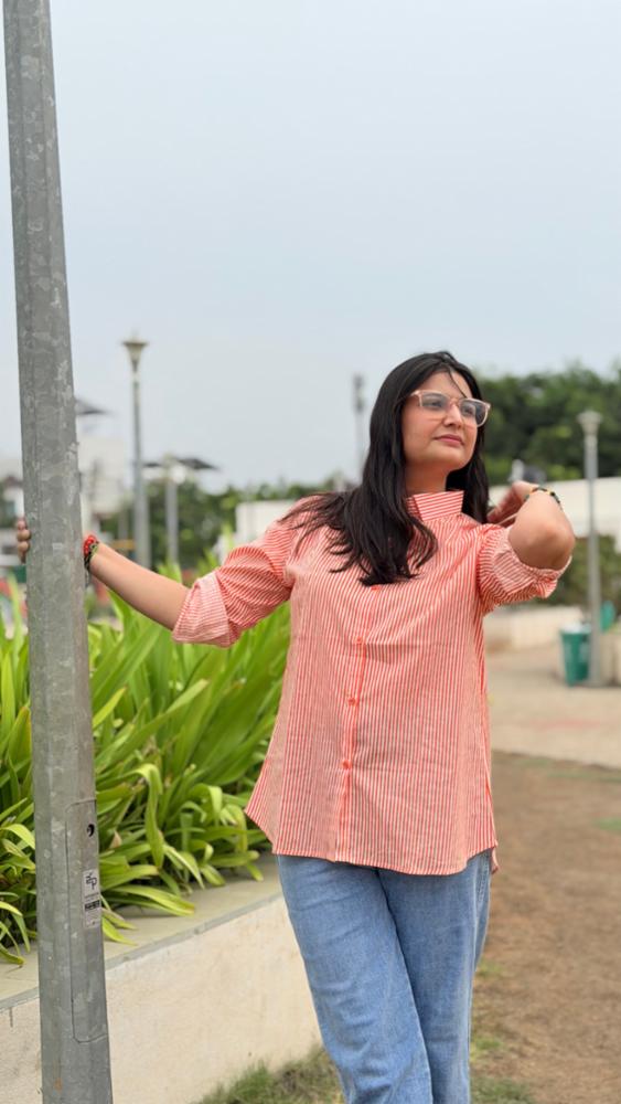 Pure Cotton Orange Lining Shirt