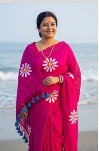 Khadi Cutton Sunflower Print with out blouse piece