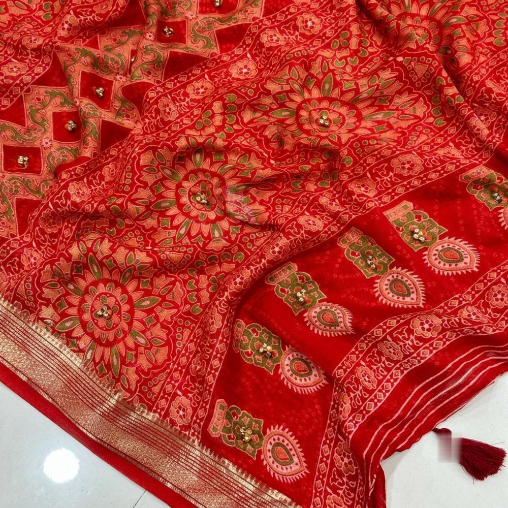 Super Premium Georgette Saree with Uniform Design and Blouse