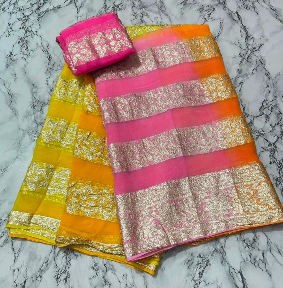 Pure Georgette Shaded Saree with Zari Blouse