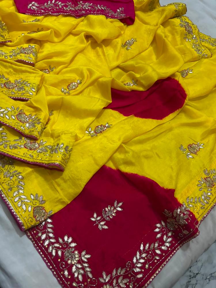 Upada Silk Shaded Handwork Border Saree with Blouse
