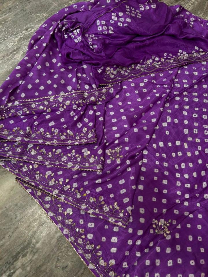 Pure Modal Gajji Silk Handwork Saree with Zari and Blouse