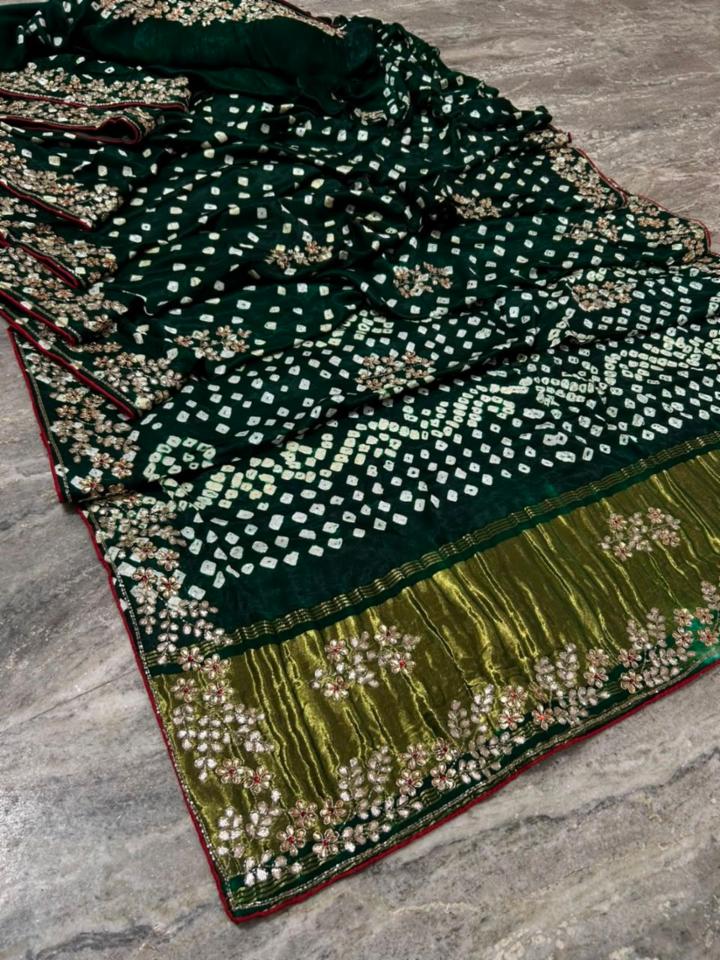 Modal Gajji Silk Saree with Zari Handwork and Running Blouse