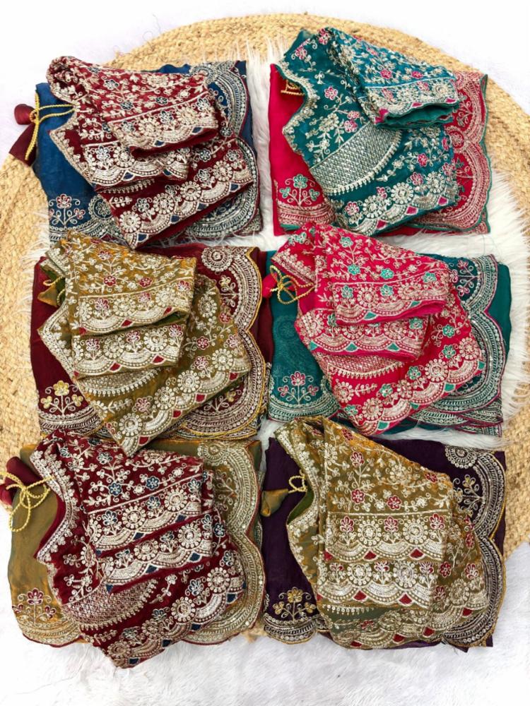 Soft Satin Embroidered Saree with Stitched Blouse